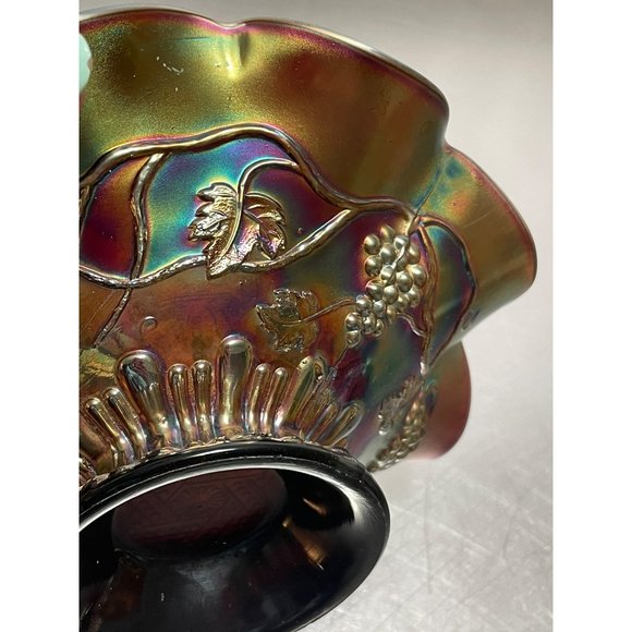 Carnival Glass Bowl Antique Northwood Amethyst Star of David - Picture 7 of 8